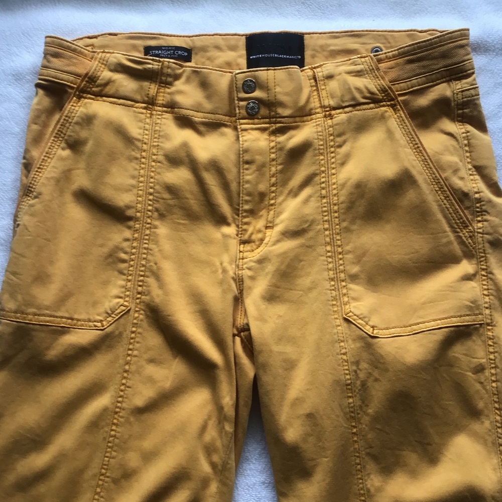 White House Black Market Womens Mid-rise Crop Cargo Pants in Mustard Yellow 6